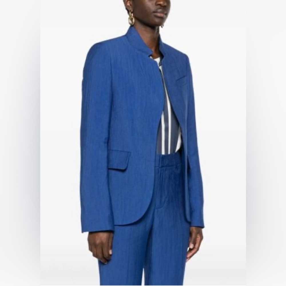 ZADIG&VOLTAIRE VERY OPEN-FRONT BLAZER - BLUE size 38 new with tags linen blend